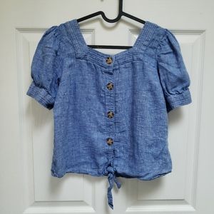 Talbots Blue Button-Down Blouse